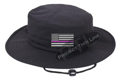 Embroidered Thin PINK Line American Flag Boonie Adjustable Hat