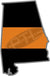 5" Alabama AL Thin Orange Line Black State Shape Sticker