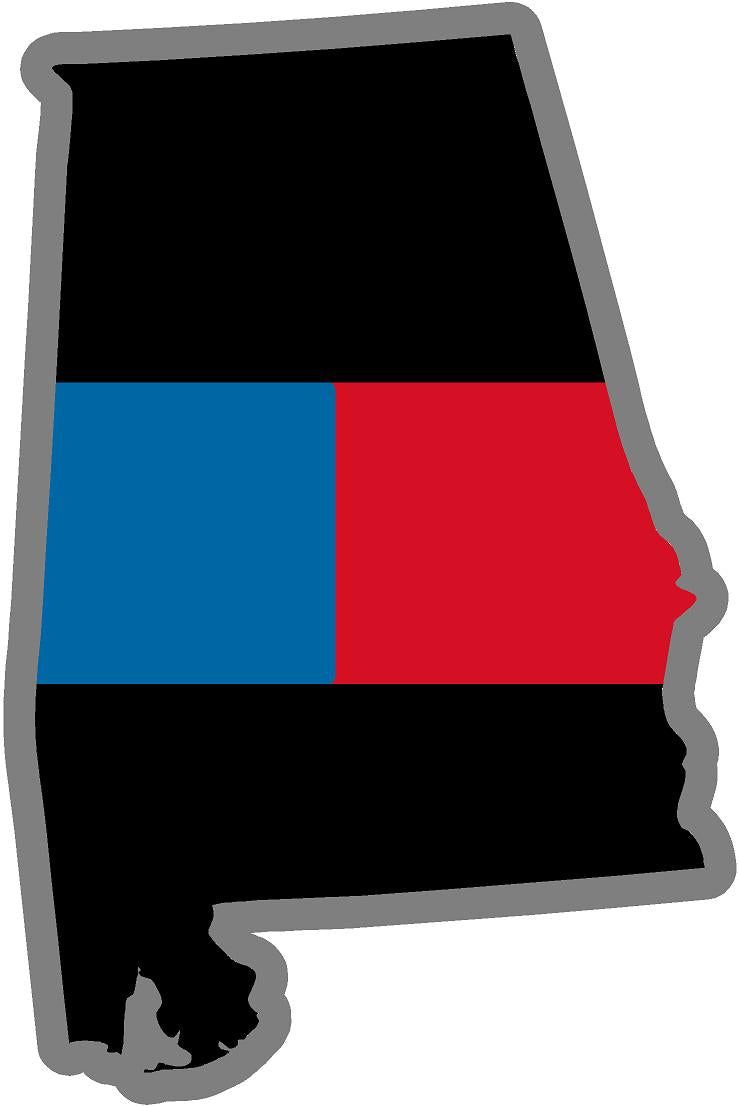 5" Alabama AL Thin Blue / Red Line State Sticker Decal