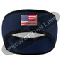 Navy Blue Fleece Headband Black Edging with Full Color American Flag