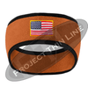 Orange Fleece Headband Black Edging with Full Color American Flag