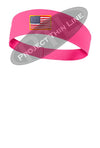 Pink Moisture Wicking headband embroidered with the American Flag