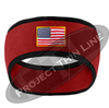 Red Fleece Headband Black Edging with Full Color American Flag
