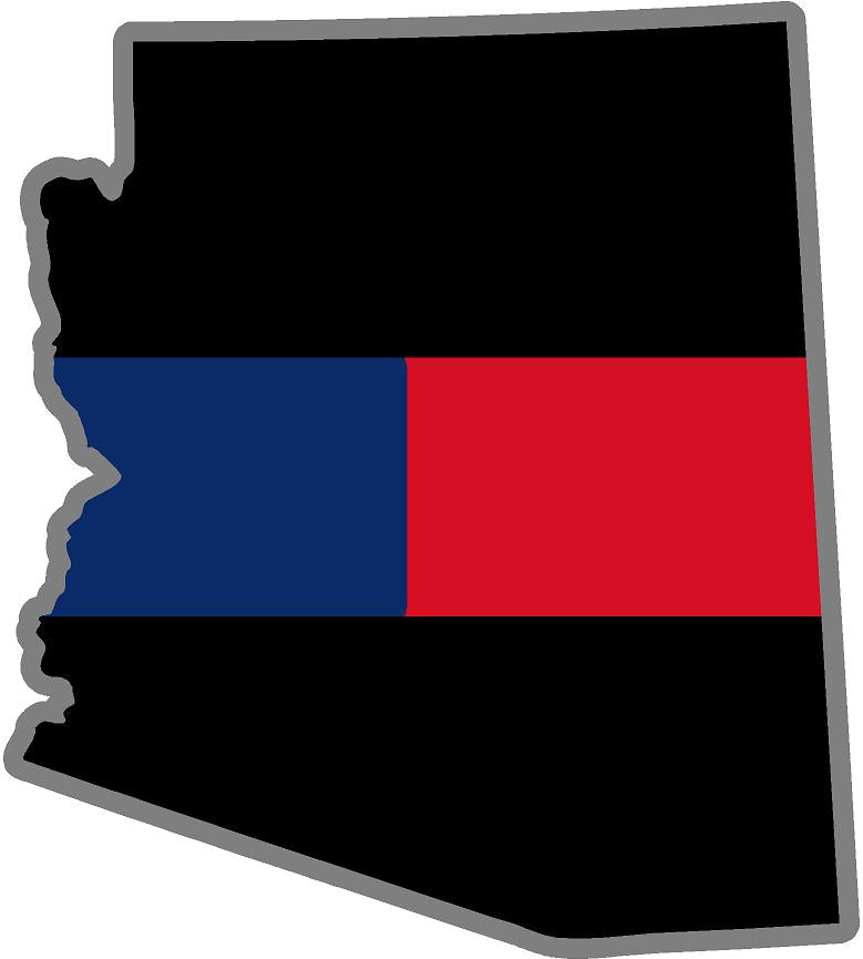 5" Arizona AZ Thin Blue / Red Line Black State Shape Sticker