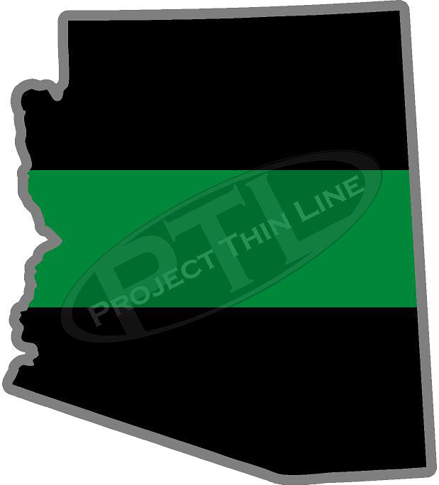 5" Arizona AZ Thin Green Line Black State Shape Sticker