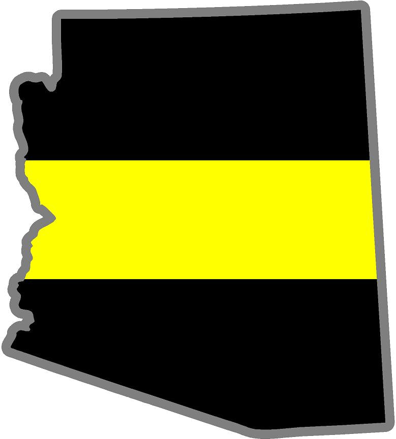 5" Arizona AZ Thin YELLOW Line Black State Shape Sticker