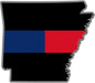 5" Arkansas AR Thin BLUE / RED Line Black State Shape Sticker