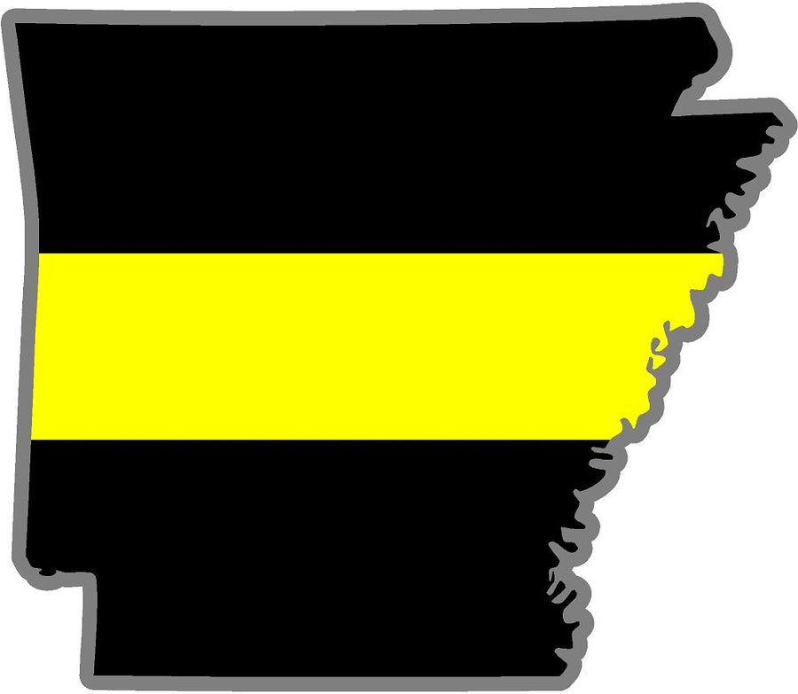 5" Arkansas AR Thin YELLOW Line Black State Shape Sticker