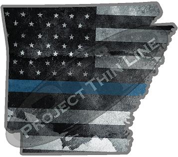 5" Arkansas AR Tattered Thin Blue Line State Sticker Decal
