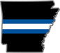 5" Arkansas AR Thin Blue White Line Black State Shape Sticker