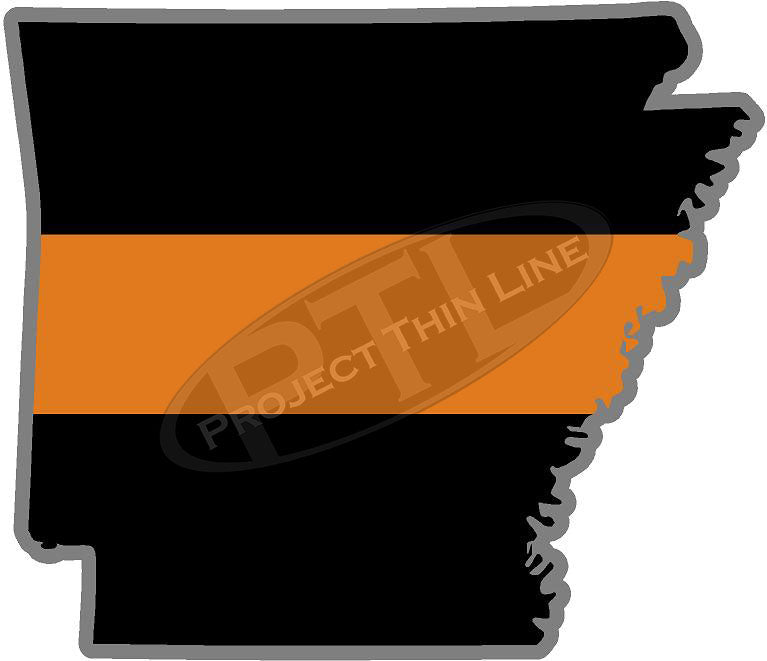 5" Arkansas AR Thin Orange Line Black State Shape Sticker