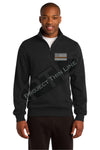 Black Embroidered Thin ORANGE Line American Flag 1/4 Zip Fleece Sweatshirt