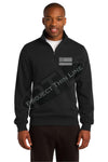 Black Embroidered Thin Silver Line American Flag 1/4 Zip Fleece Sweatshirt