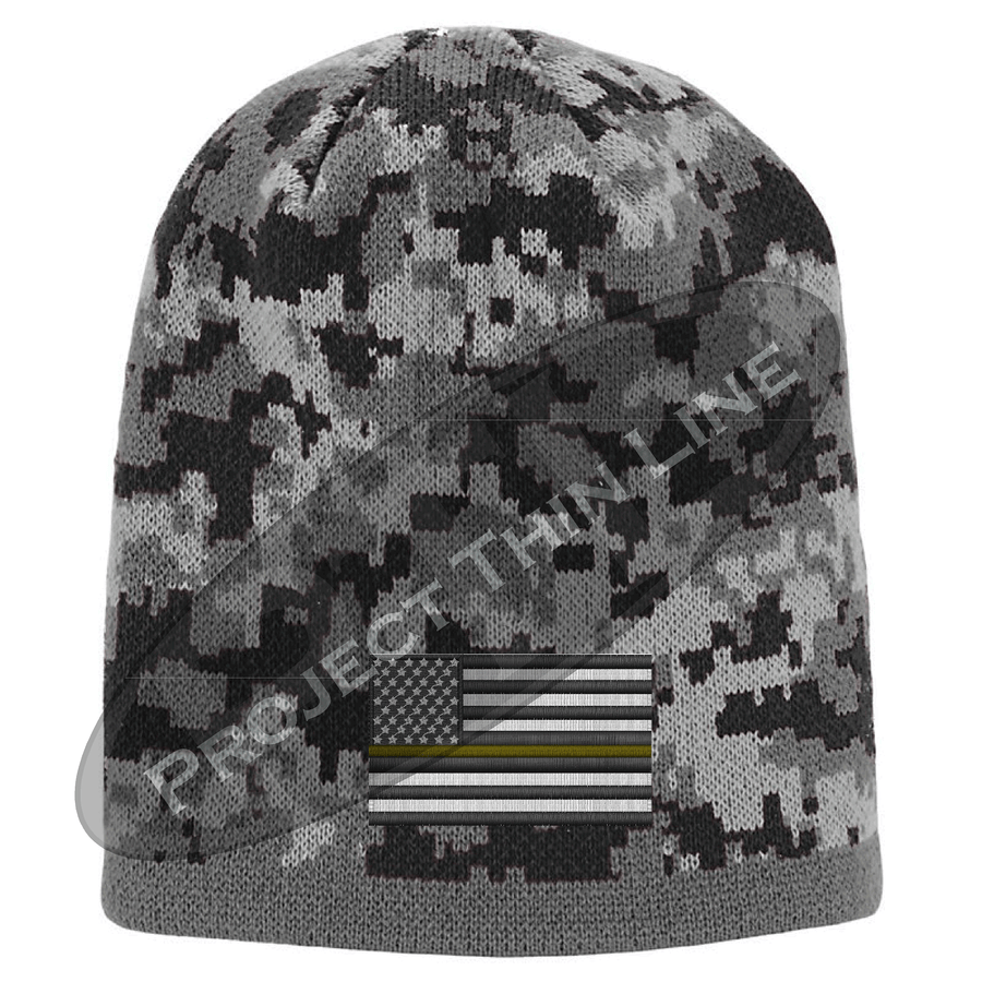 Black Camouflage Embroidered Thin Gold Line Subdued American Flag