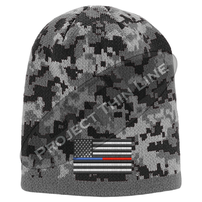 Camouflage Thin Blue / Red Line FLAG Skull Cap