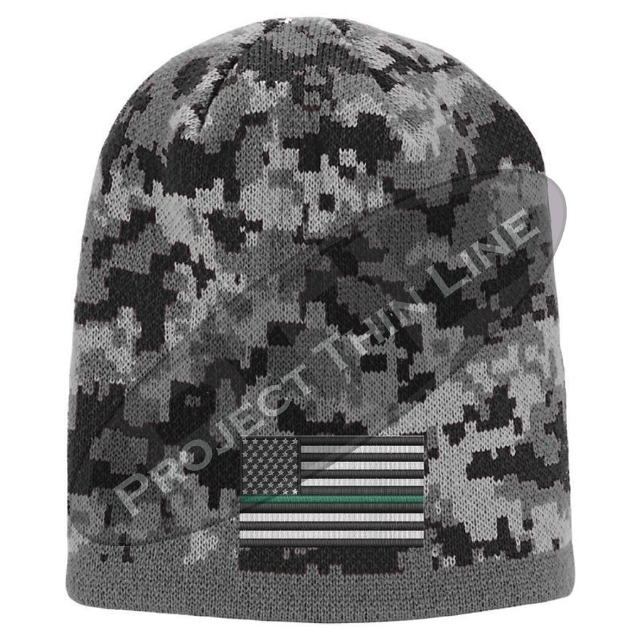 Black Camo subdued Thin Green Line American Flag