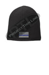 Black Skull Cap embroidered with a subdued Thin Blue Line American Flag