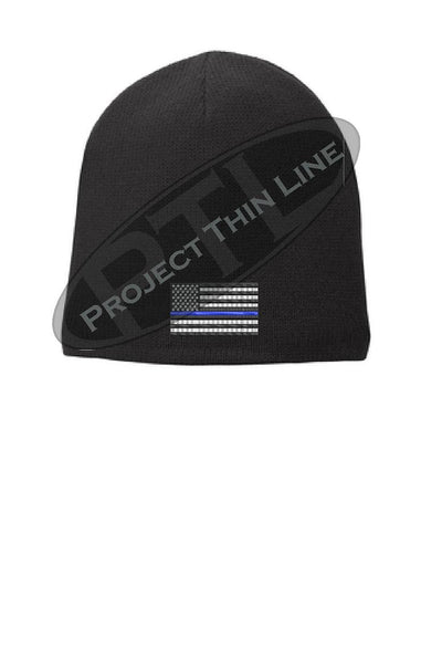 Black Slouch Hat embroidered with a subdued Thin Blue Line American Flag
