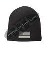 Black Skull Cap embroidered with a subdued Thin GOLD Line American Flag
