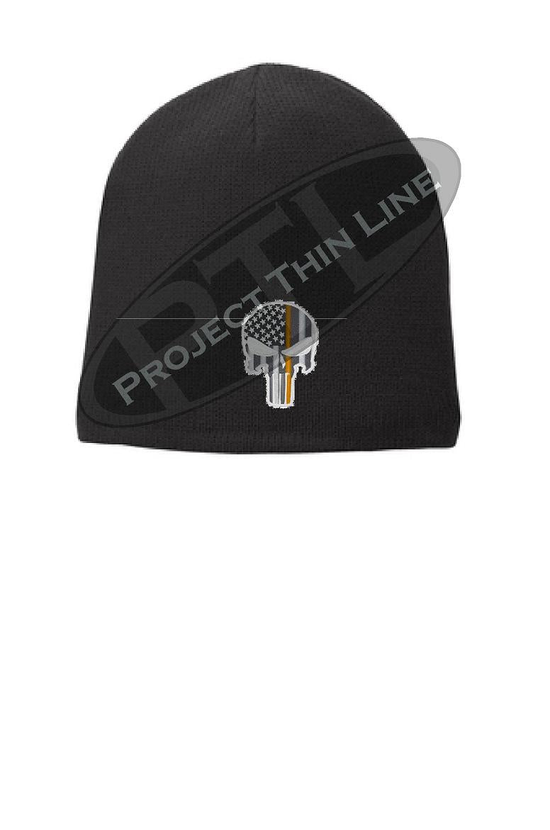 BLACK Thin Orange Line PUNISHER Skull BEANIE Cap