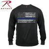 Rothco Thin Blue Line T-Shirt Black Long Sleeve w Tattered Flag