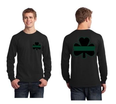 Thin GREEN Line Shamrock Clover Long Sleeve T-Shirt