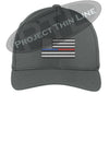 Embroidered Thin Blue / Red Line American Flag Flex Fit Fitted Hat