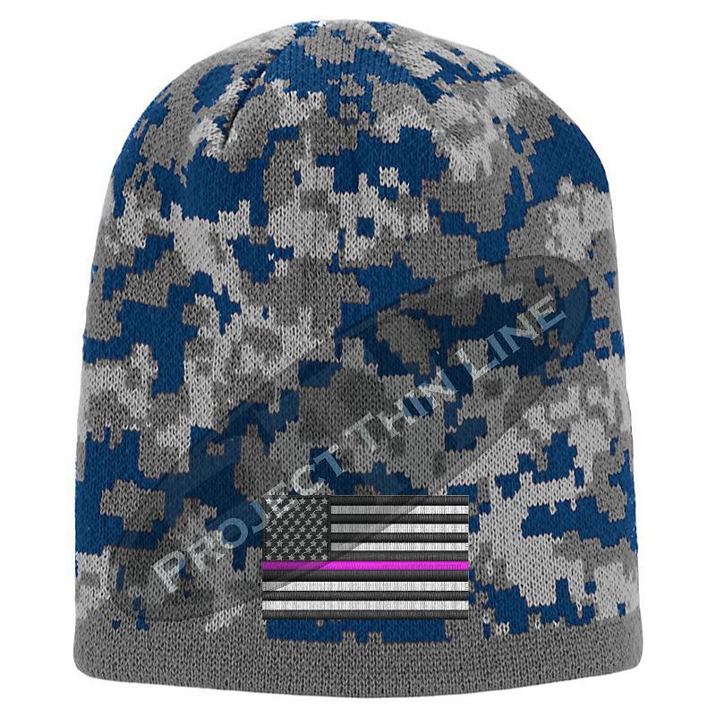 Blue Camo subdued Thin Pink Line American Flag