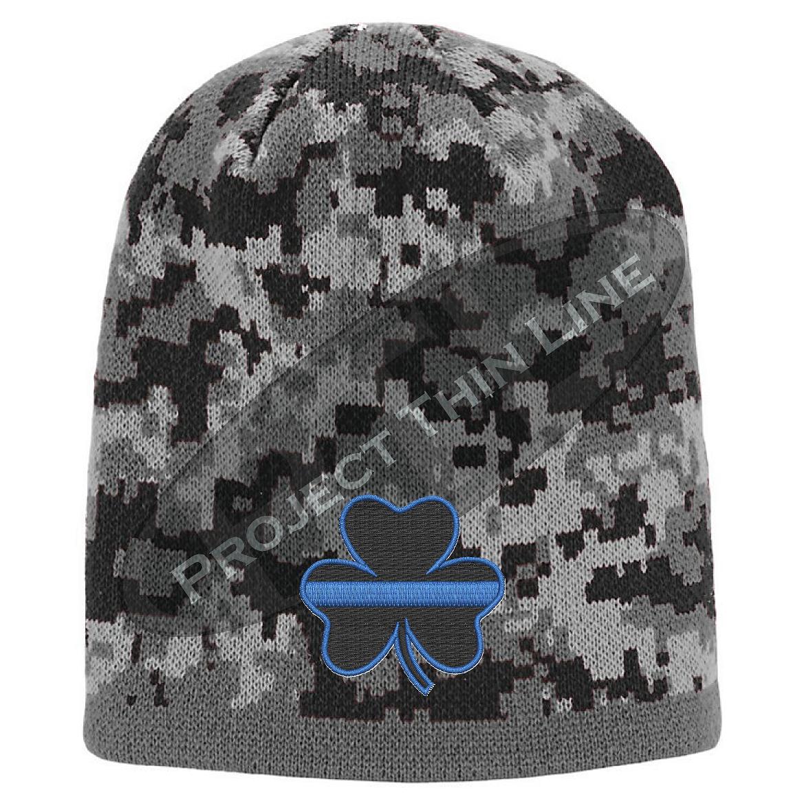 Thin BLUE Line Shamrock Skull Cap