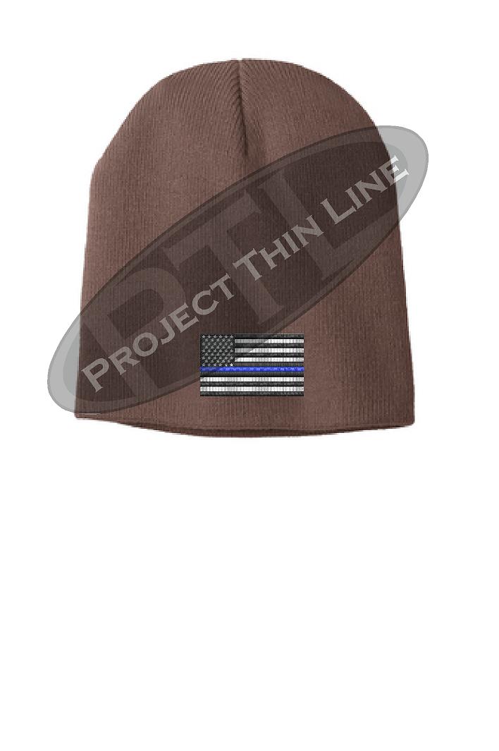 Thin BLUE Line American FLAG Skull Cap