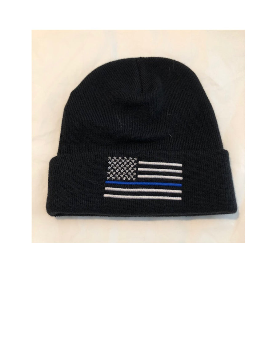Thin BLUE Line American Flag Winter Watch Hat