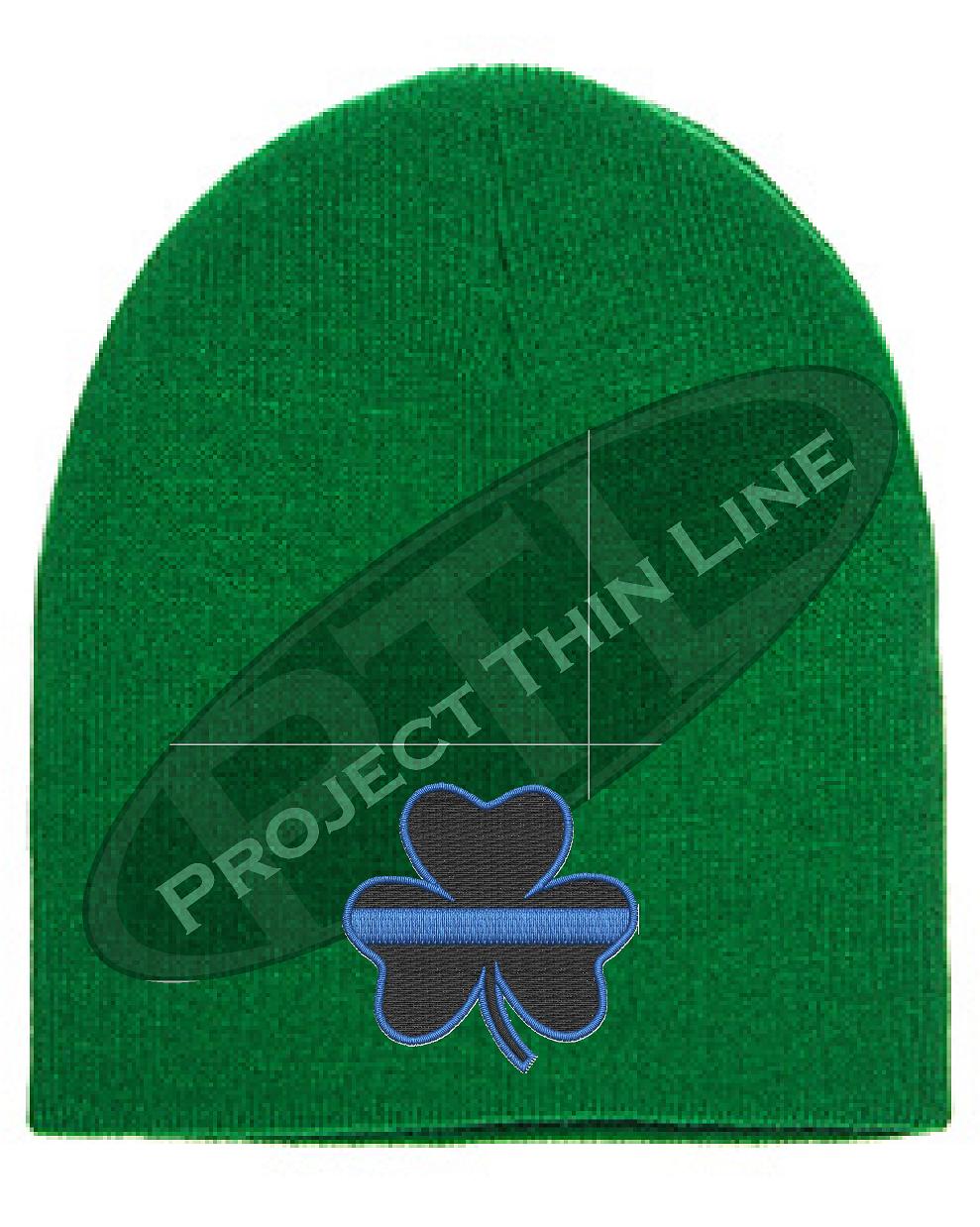 Thin BLUE Line Shamrock Skull Cap