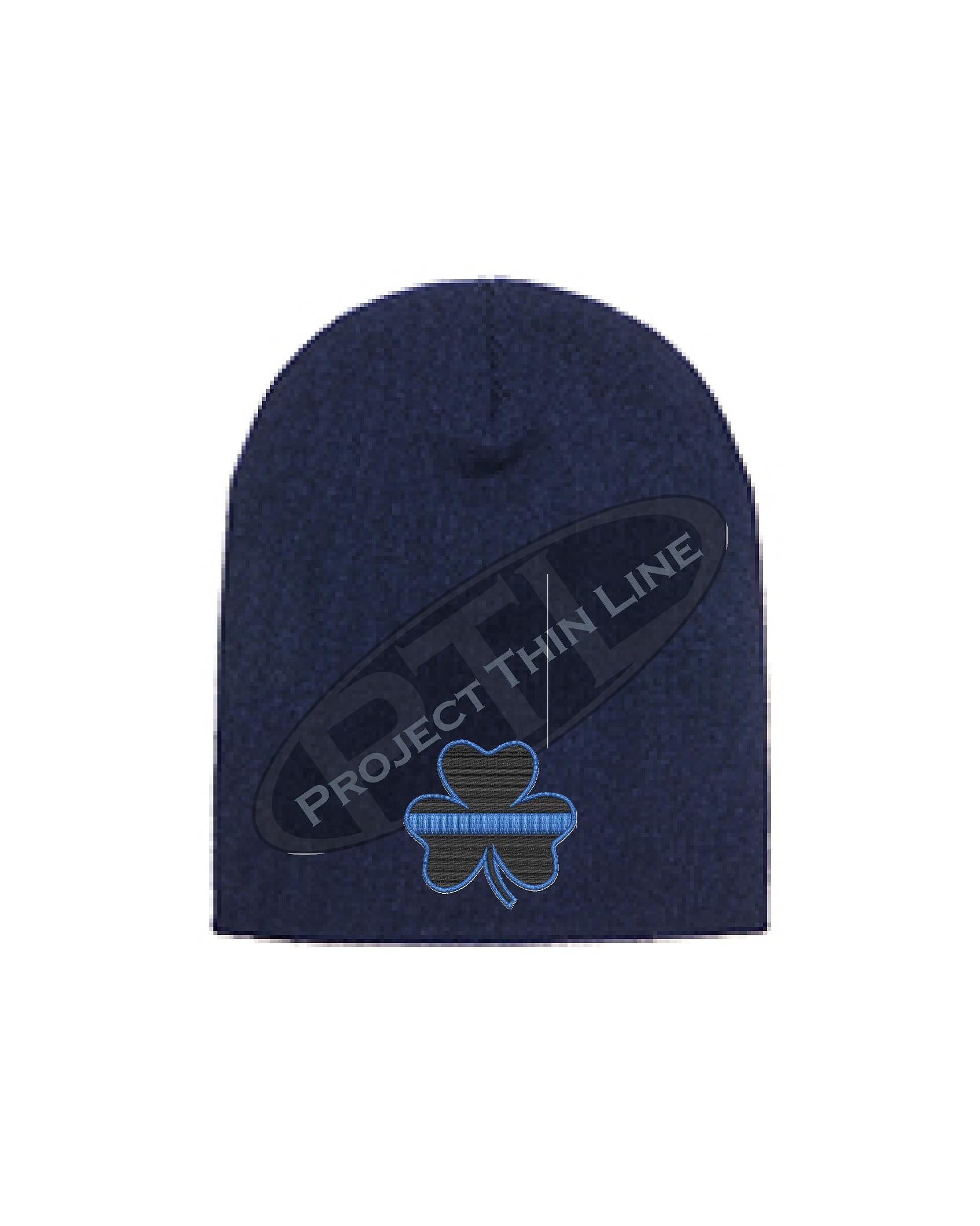 Thin BLUE Line Shamrock Skull Cap