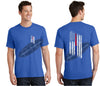 Royal Thin BLUE / RED Line Tattered American Flag Short Sleeve Shirt