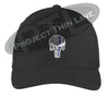Black Embroidered Thin Blue Line Punisher Skull with American Flag Flex Fit TRUCKER Hat