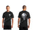 Thin BLUE Line Punisher Skull inlayed with Tattered American Flag Performance Short Sleeve Shirt