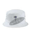 WHITE - Embroidered Thin BLUE Line Skull inlayed with American Flag Bucket - Fisherman Hat