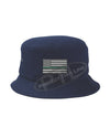 NAVY - Embroidered Thin GREEN Line American Flag Bucket - Fisherman Hat