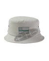 STONE - Embroidered Thin GREEN Line American Flag Bucket - Fisherman Hat