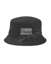 BLACK - Embroidered Thin GOLD Line American Flag Bucket - Fisherman Hat