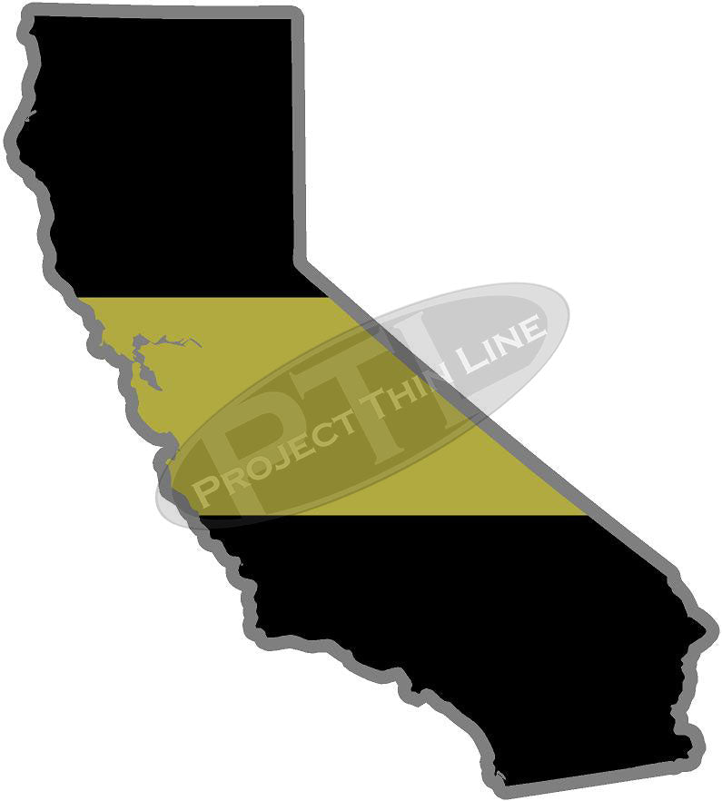 5" California CA Thin Gold Line State Sticker Decal