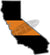 5" California CA Thin Orange Line Black State Shape Sticker