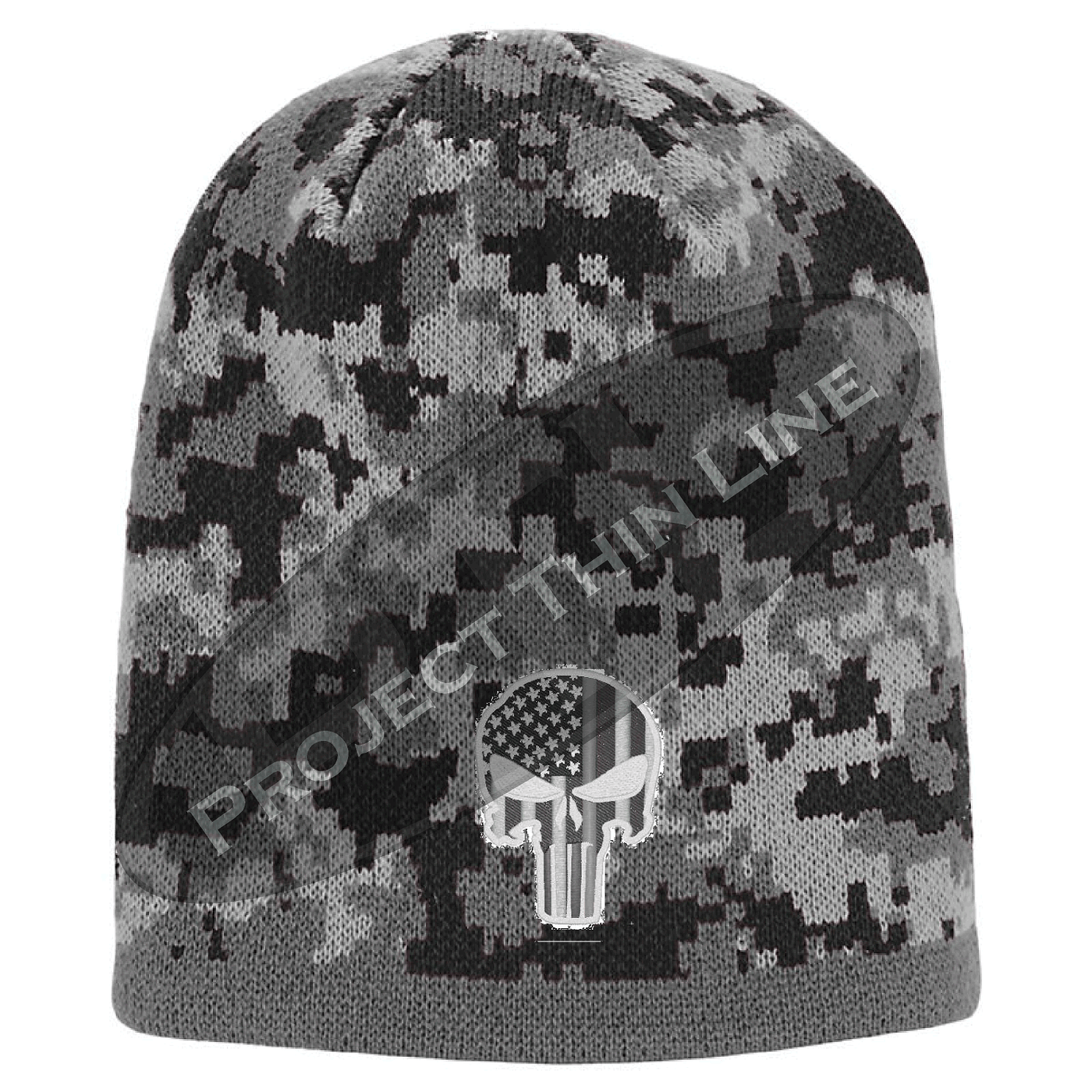 Camouflage TACTICAL Punisher Inlayed with American Flag Skull Cap