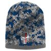 Blue Camo Thin RED Line Punisher Inlayed American FLAG Skull Cap