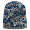 Blue Camouflage Thin GOLD Line Punisher inlayed with Subdued American Flag Winter Skull Cap