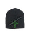 Black Skull Cap with Embroidered GREEN Celtic Cross