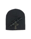 Black Skull Cap with Embroidered SILVER Celtic Cross