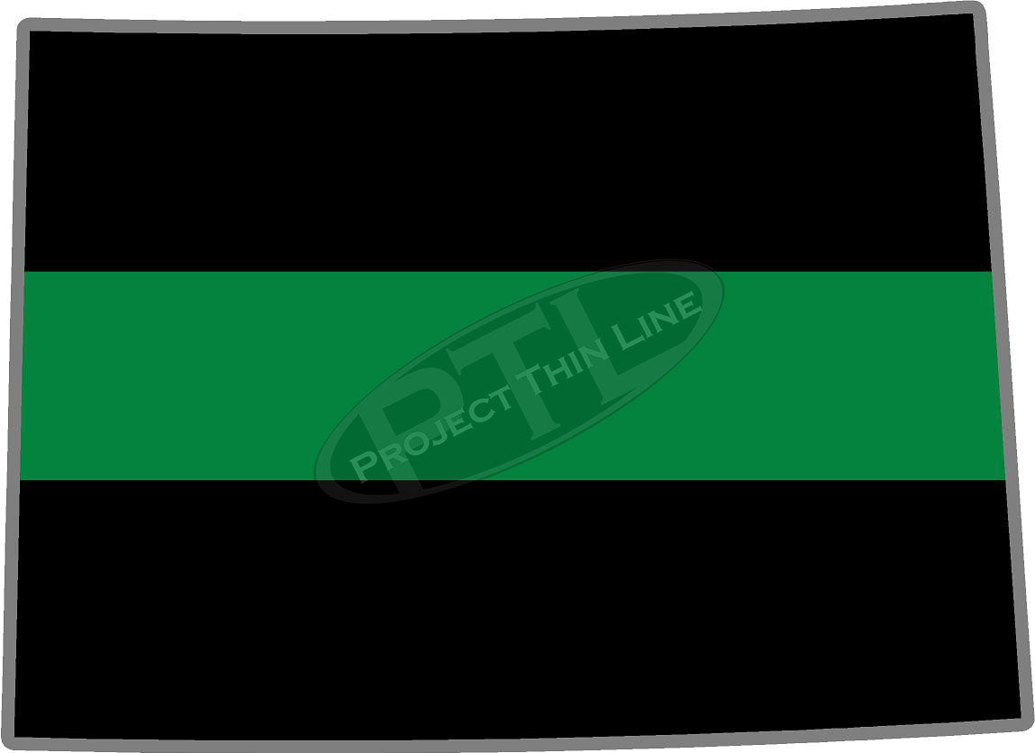5" Colorado CO Thin Green Line Black State Shape Sticker
