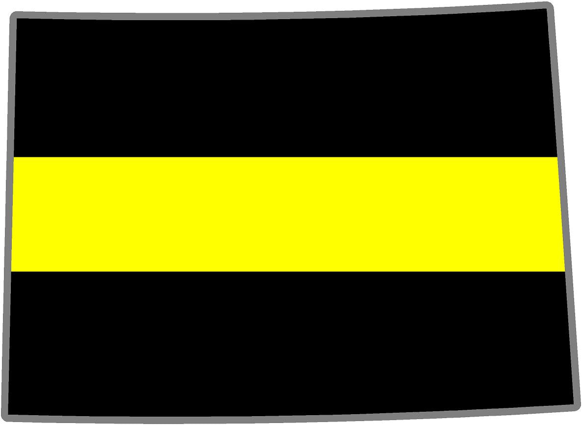 5" Colorado CO Thin YELLOW Line Black State Shape Sticker