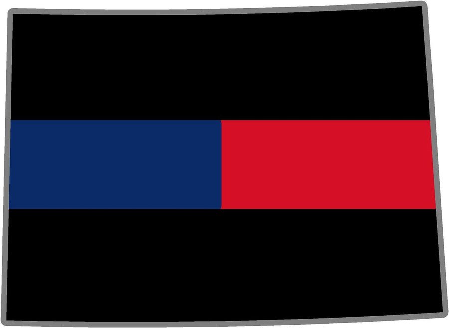 5" Colorado CO Thin Blue / Red Line Black State Shape Sticker